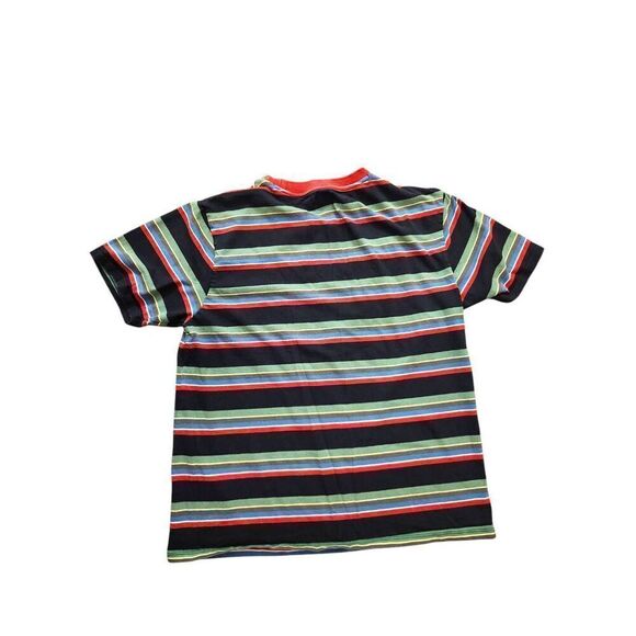 Vtg Guess T-shirt striped Y2K Men's medium multicolor embroidered accent collar - Picture 7 of 8